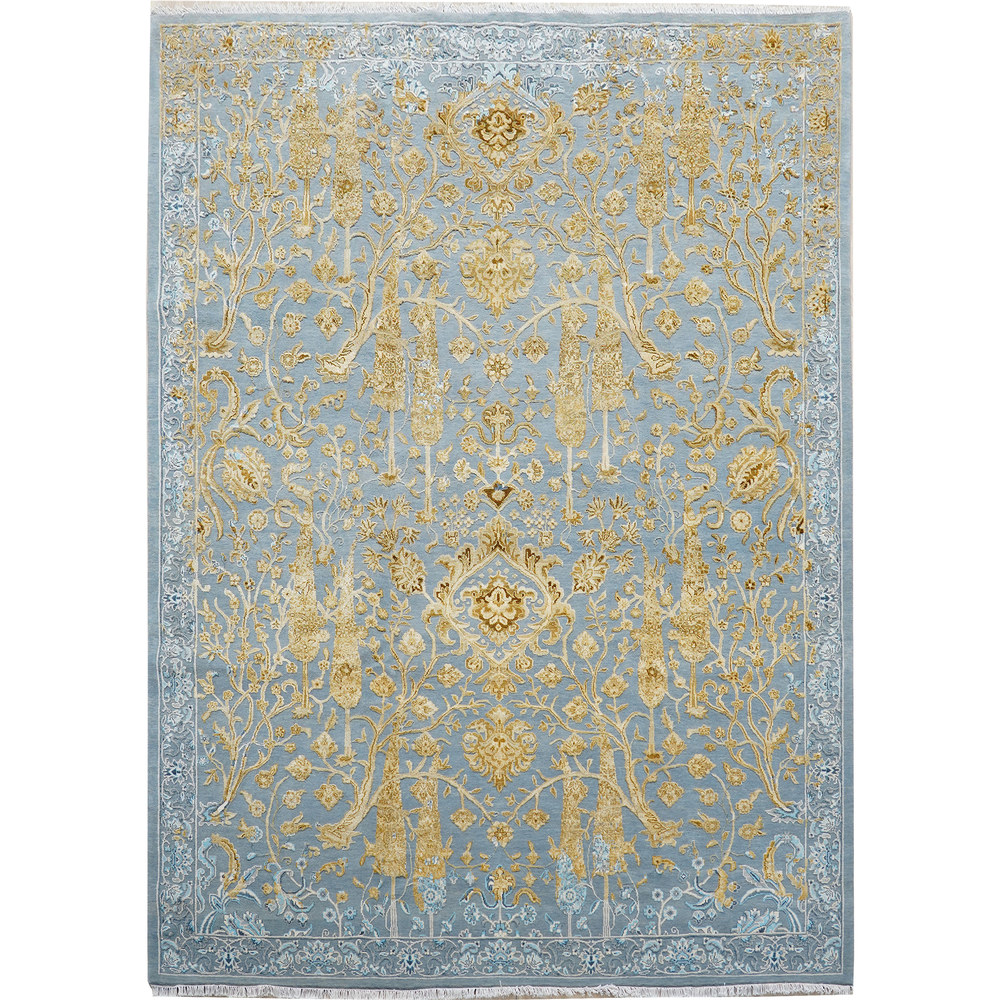 Turquoise and Orange Handmade Wool Area Rug for Living Room 8.66x11.91ft - Image 4