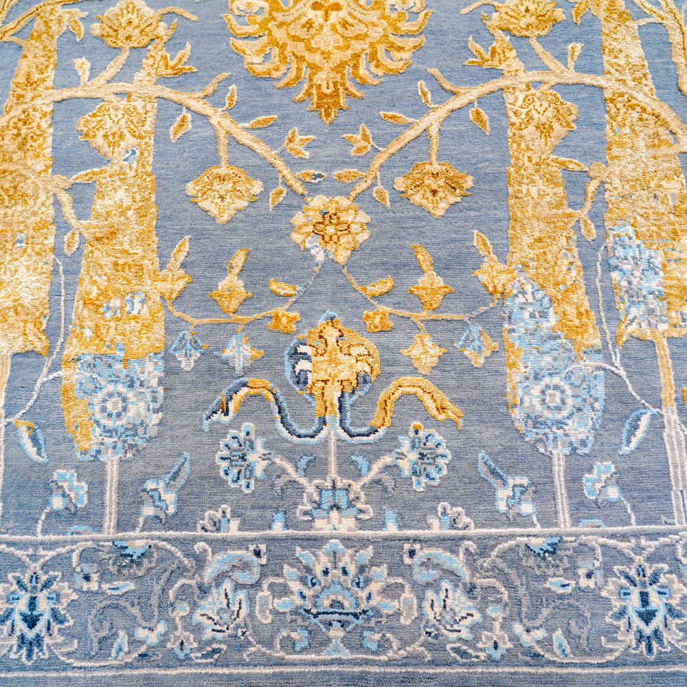 Turquoise and Orange Handmade Wool Area Rug for Living Room 8.66x11.91ft - Image 5