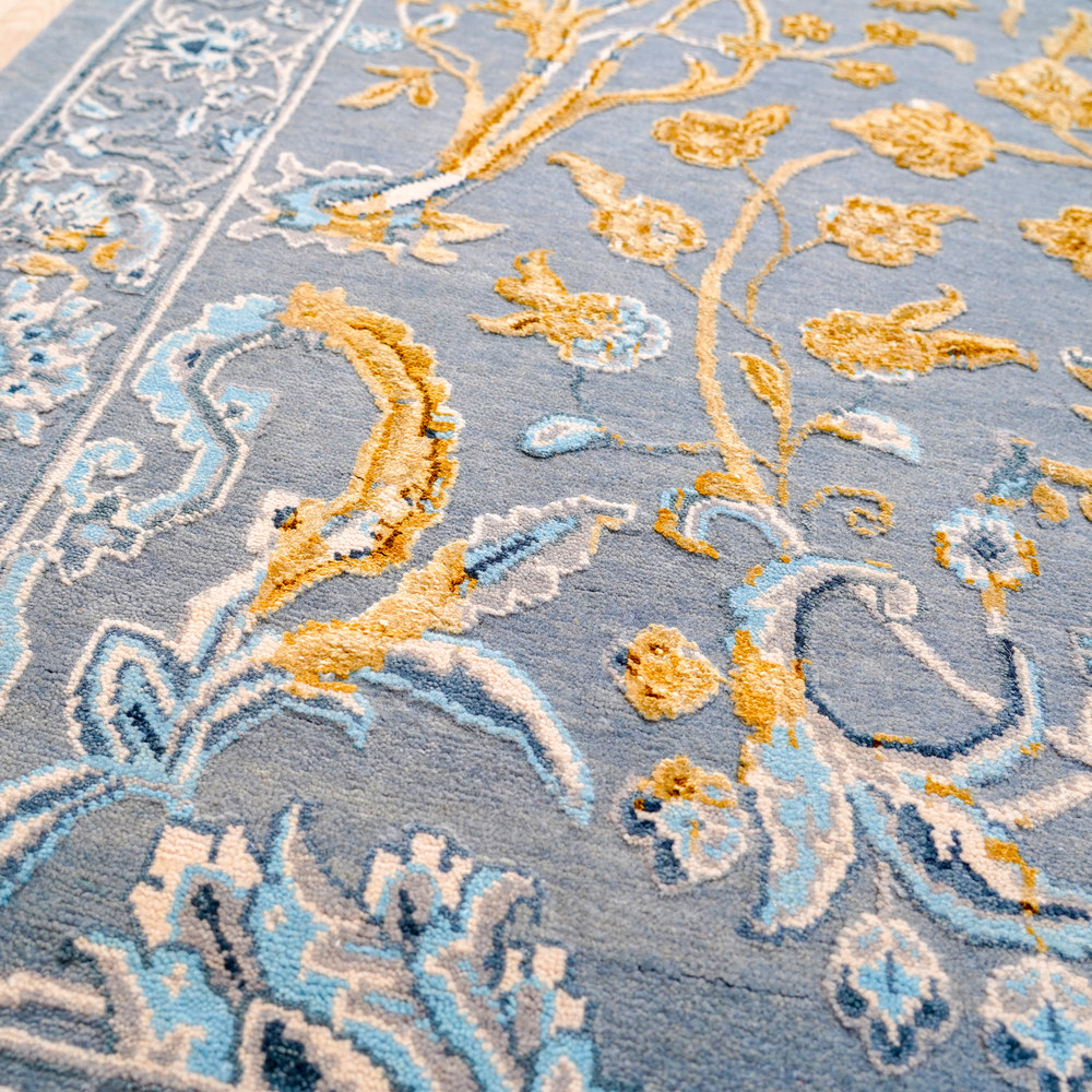 Turquoise and Orange Handmade Wool Area Rug for Living Room 8.66x11.91ft - Image 7