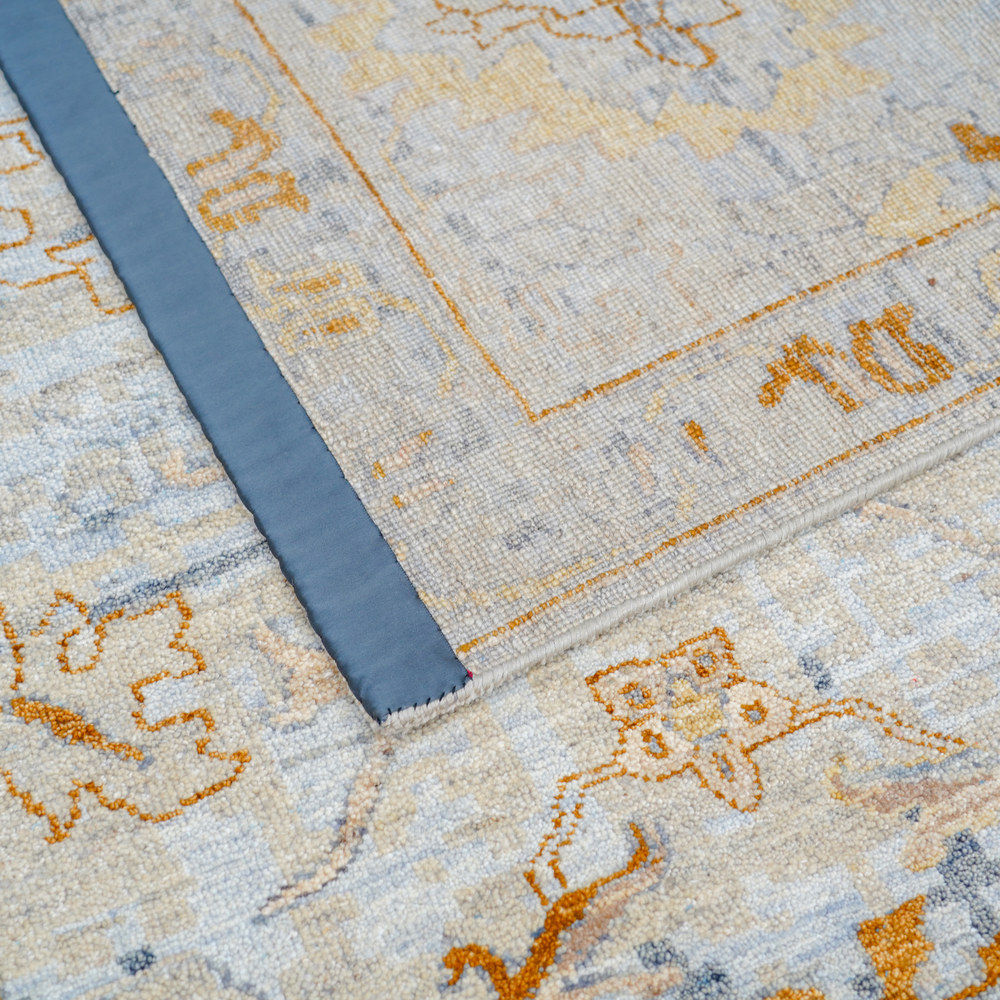 Teal and Orange Handmade Wool Area Rug for Living Room 8.96x12.01ft - Image 9