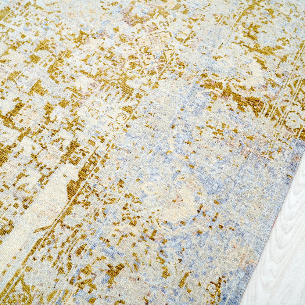Ivory and Gold Handmade Wool Area Rug for Living Room 8.86x12.01ft - Image 6