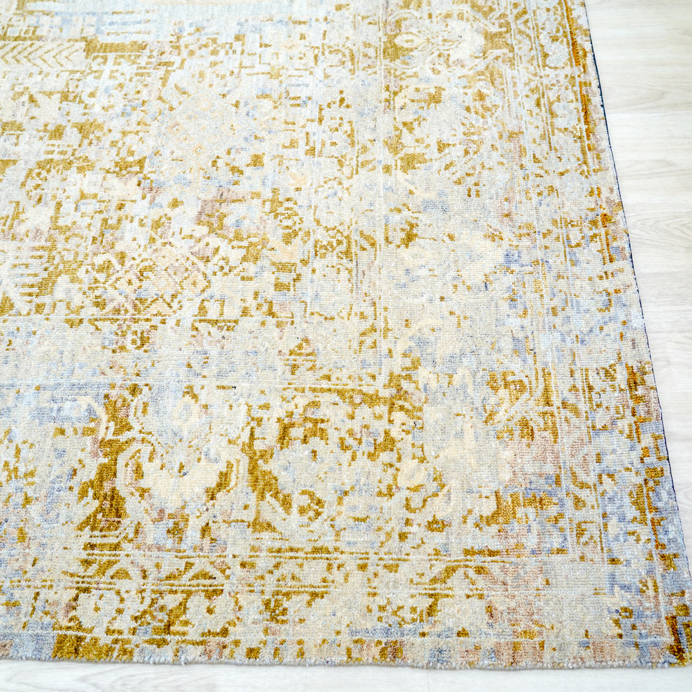 Ivory and Gold Handmade Wool Area Rug for Living Room 8.86x12.01ft - Image 7