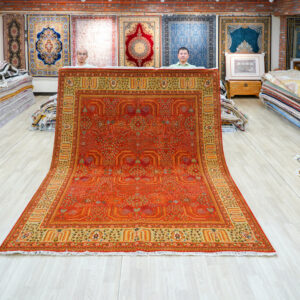 Red and Black Handmade Wool Area Rug for Living Room 8.04x10.04ft