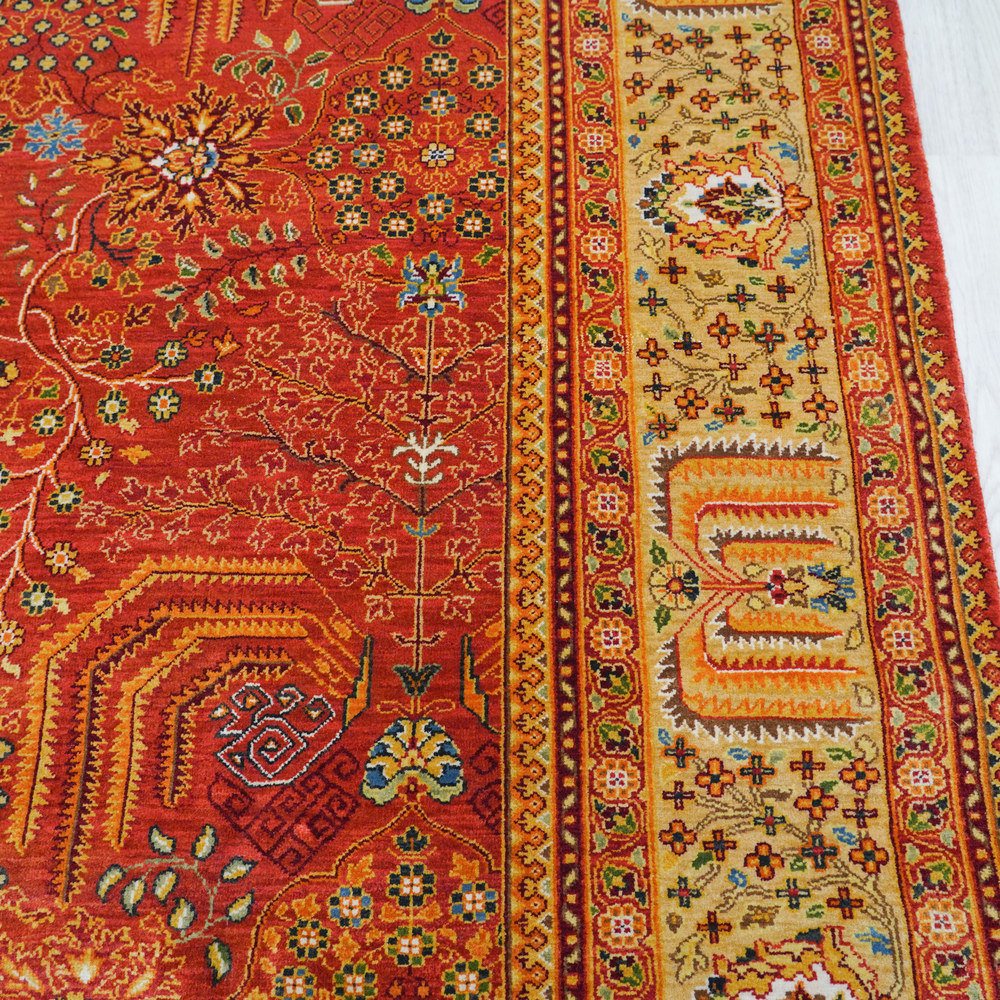 Red and Black Handmade Wool Area Rug for Living Room 8.04x10.04ft - Image 4