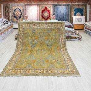 Navy and Red Handmade Wool Area Rug for Living Room 7.97x10.2ft