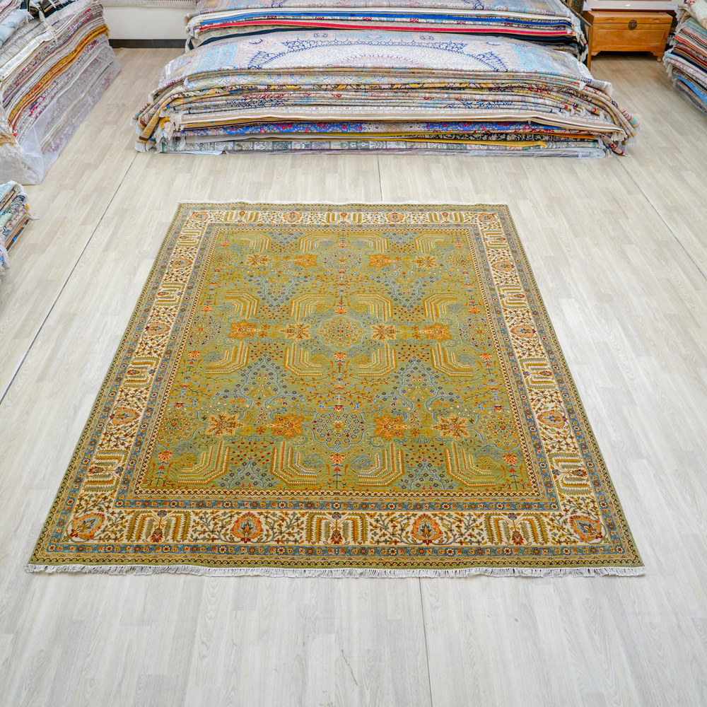 Navy and Red Handmade Wool Area Rug for Living Room 7.97x10.2ft - Image 3