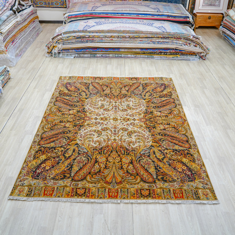 Pink Multicolor Handmade Wool Area Rug for Living Room 8.17x10.14ft - Image 3