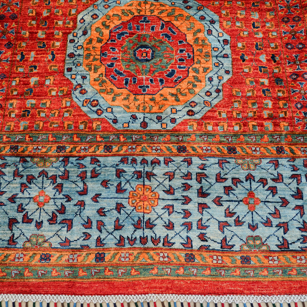 Red and Blue Handmade Wool Area Rug for Living Room 10.07x13.12ft - Image 4