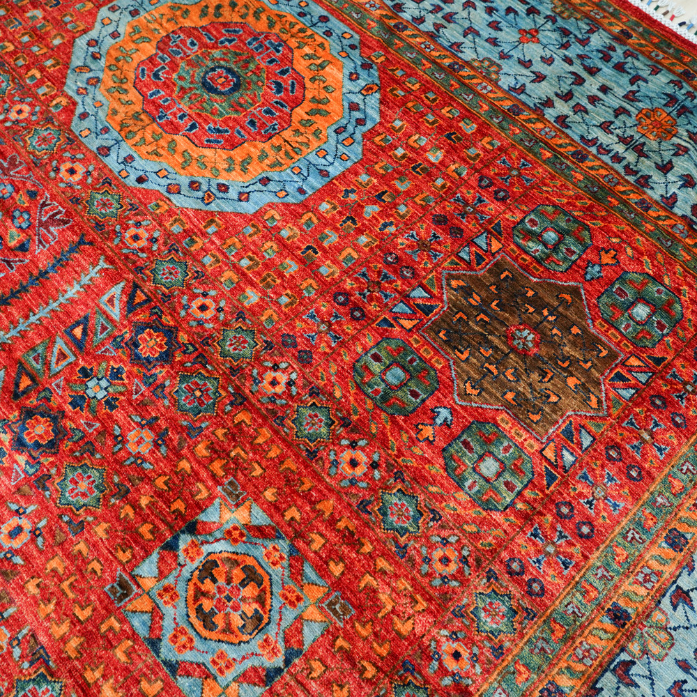 Red and Blue Handmade Wool Area Rug for Living Room 10.07x13.12ft - Image 5