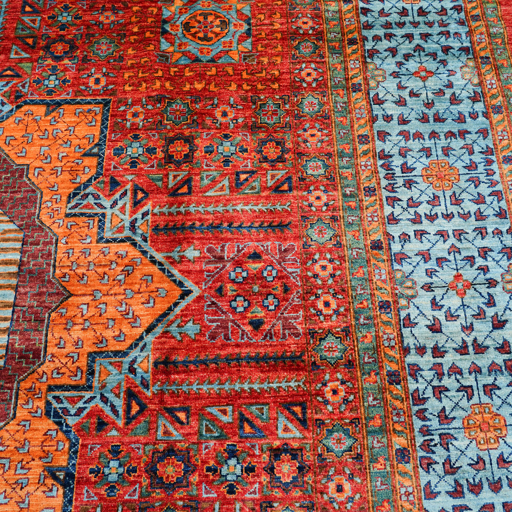 Red and Blue Handmade Wool Area Rug for Living Room 10.07x13.12ft - Image 6