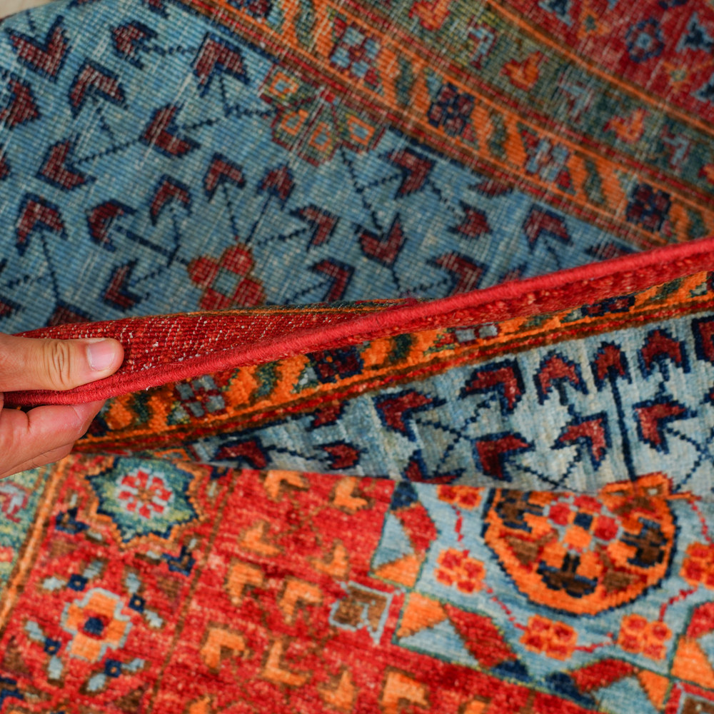 Red and Blue Handmade Wool Area Rug for Living Room 10.07x13.12ft - Image 9