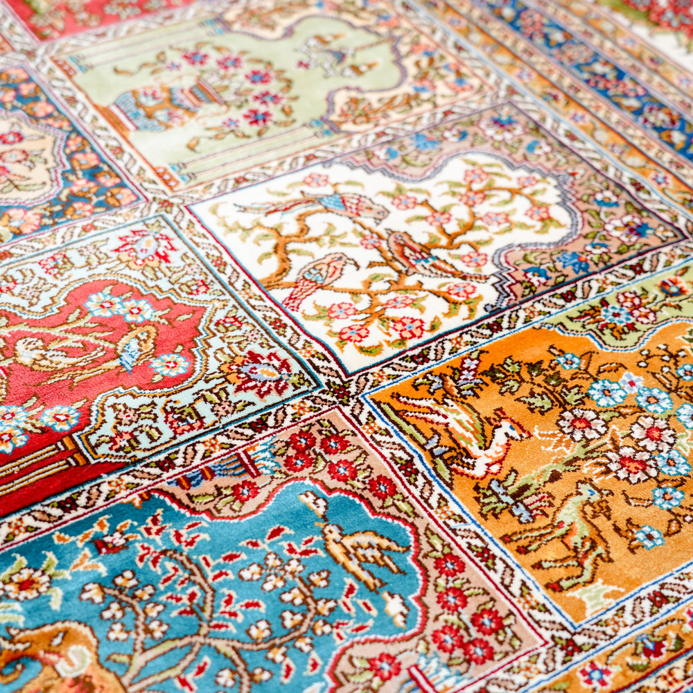 Multicolor Floral Panel Hand-Knotted Silk Rug 8x10ft - Image 7