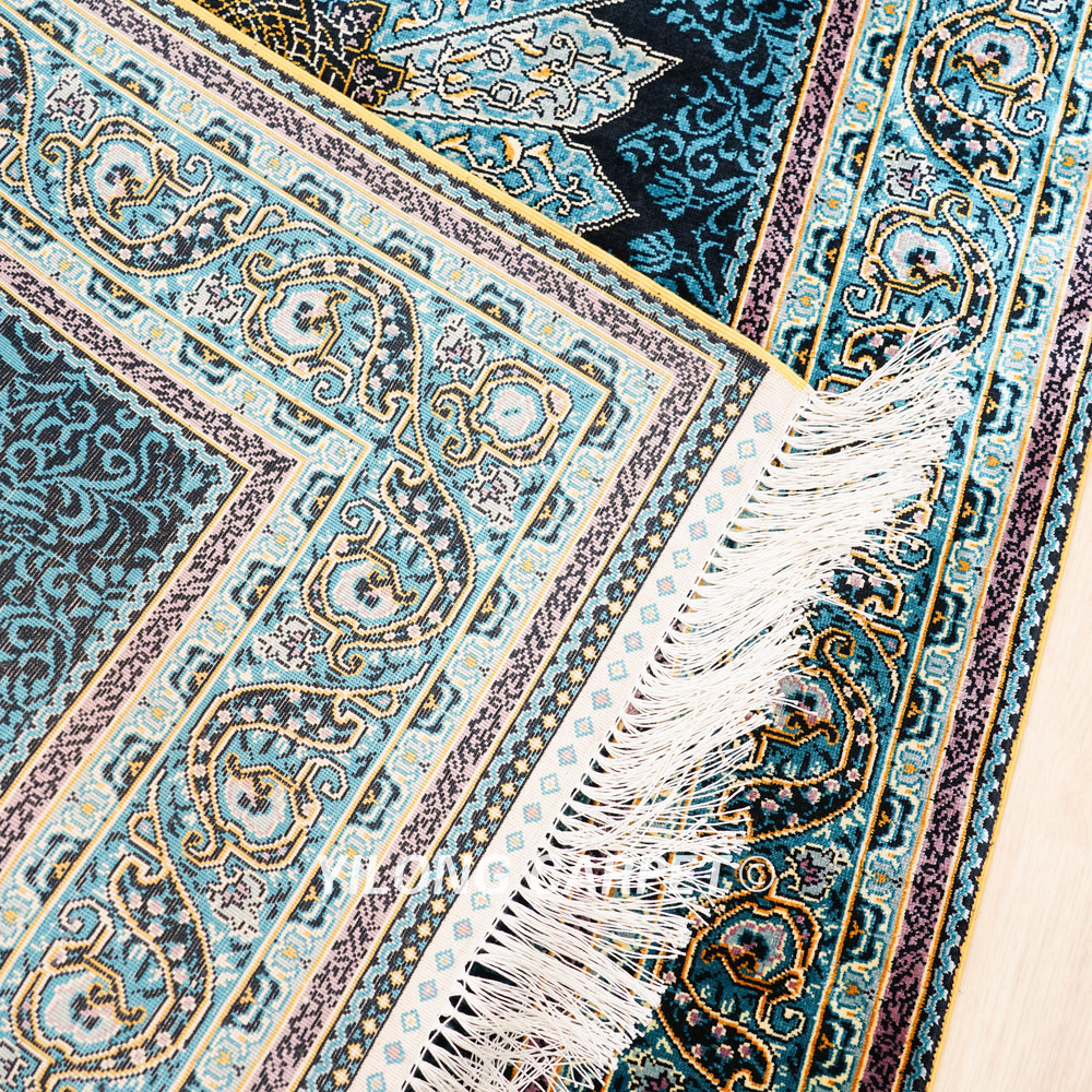 Dark Teal Floral Medallion Hand-Knotted Silk Rug Runner – 2.7 x 12 ft - Image 9