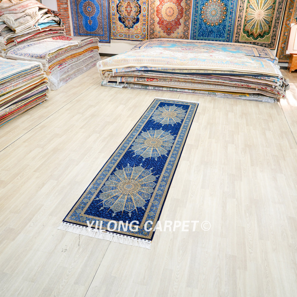 Ivory and Brown Floral Medallion Hand-Knotted Silk Rug Runner – 3 x 12 ft - Image 4