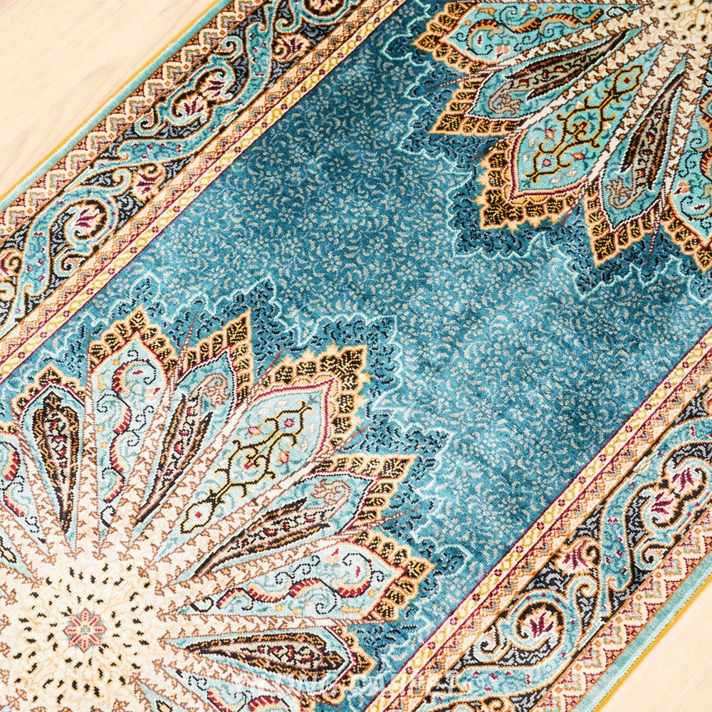 Teal, turquoise and cream Hand-Knotted Real Silk Rug 2 × 6 ft | CZN115A | Turkish Style | YILONG - Image 8