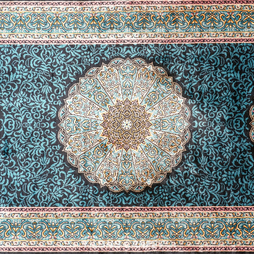 Navy blue and dark blue Hand-Knotted Real Silk Rug 2 × 6 ft | CZN116A | Turkish Style | YILONG - Image 6