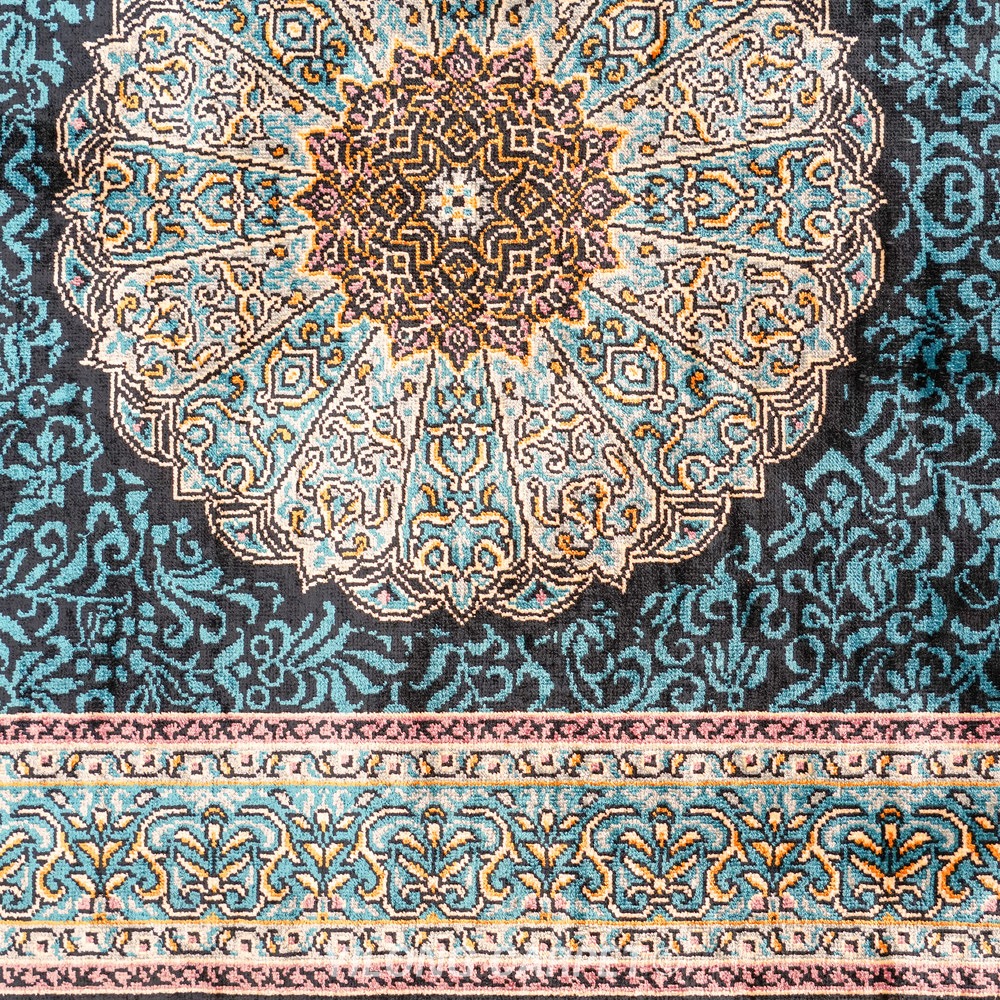 Navy blue and dark blue Hand-Knotted Real Silk Rug 2 × 6 ft | CZN116A | Turkish Style | YILONG - Image 8
