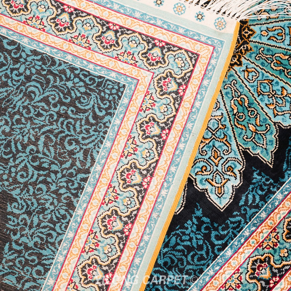 Dark teal, blue and cream Hand-Knotted Real Silk Rug 2 × 6 ft | CZN117A | Turkish Style | YILONG - Image 9
