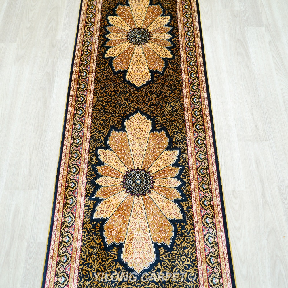Brown and gold Hand-Knotted Real Silk Rug 2 × 6 ft | CZN118A | Turkish Style | YILONG - Image 5