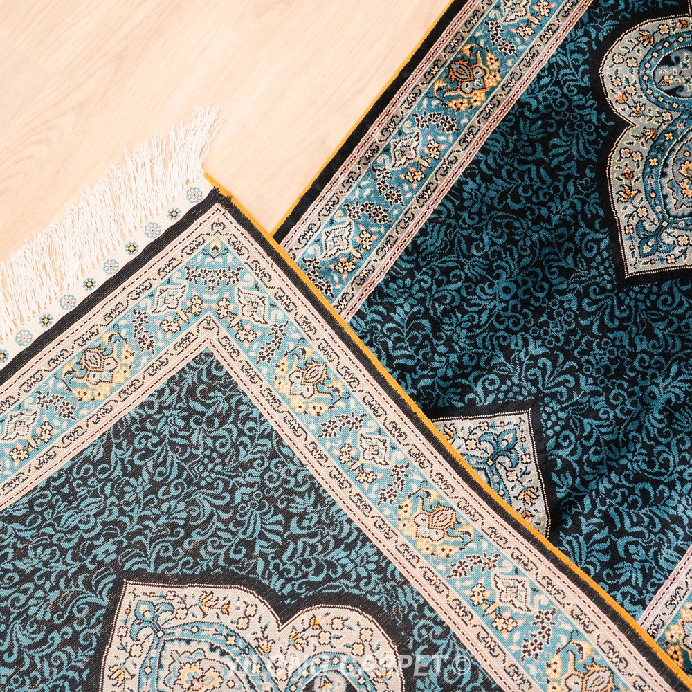 Teal, blue and gold Hand-Knotted Real Silk Rug 2 × 6 ft | CZN120A | Turkish Style | YILONG - Image 9