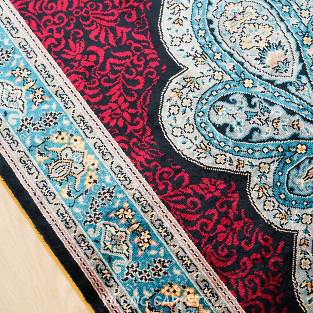 Burgundy, wine and navy blue Hand-Knotted Real Silk Rug 2 × 6 ft | CZN121A | Turkish Style | YILONG - Image 6