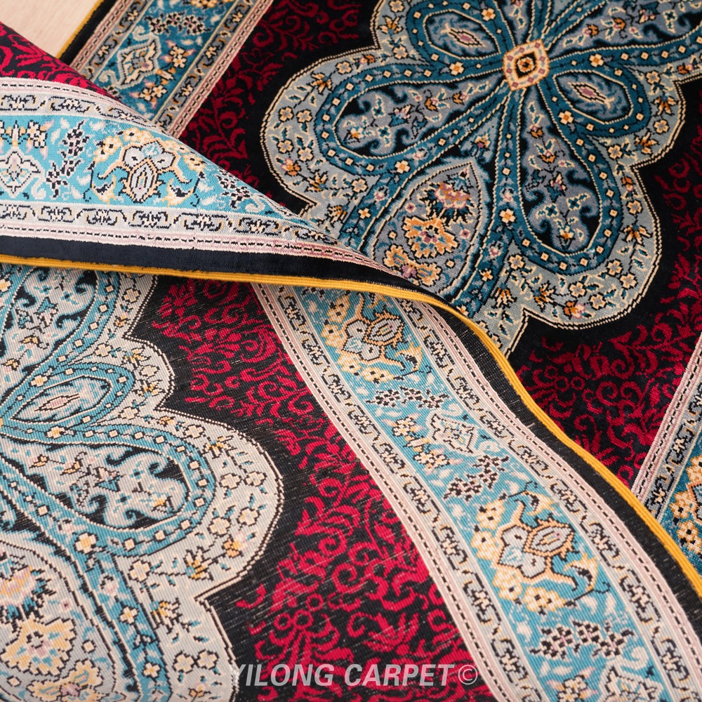 Burgundy, wine and navy blue Hand-Knotted Real Silk Rug 2 × 6 ft | CZN121A | Turkish Style | YILONG - Image 9
