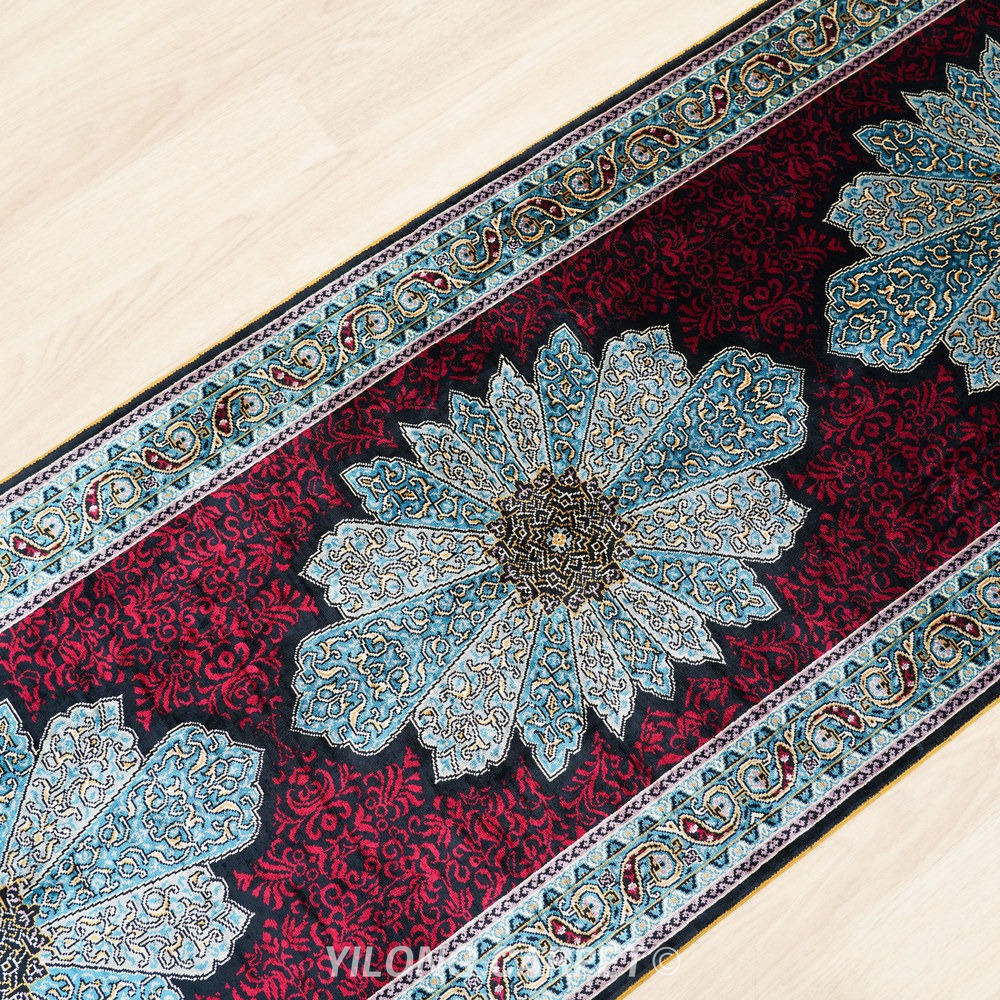 Burgundy, dark brown and cream Hand-Knotted Real Silk Rug 2 × 6 ft | CZN123A | Turkish Style | YILONG - Image 6