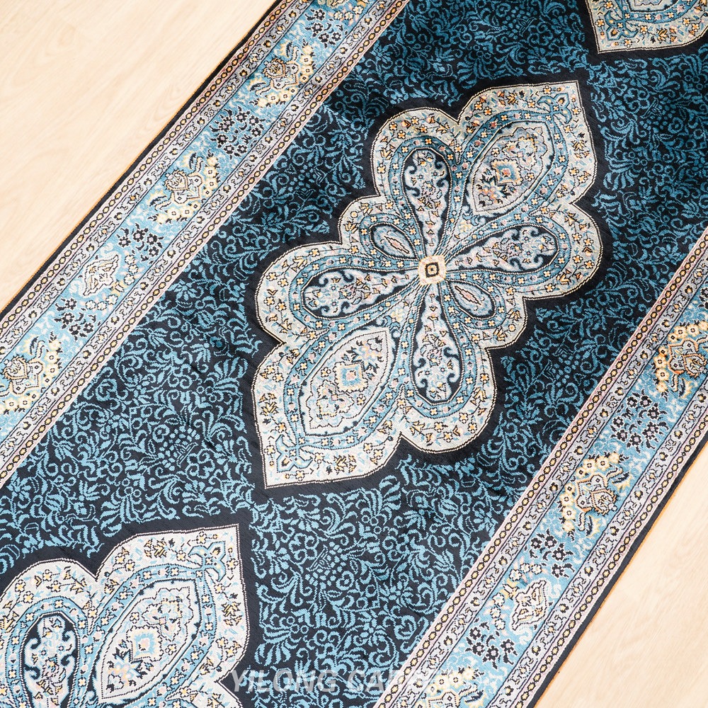 Blue, teal and cream Hand-Knotted Real Silk Rug 2.5 × 8 ft | CZN125A | Turkish Style | YILONG - Image 6