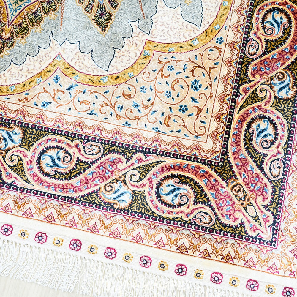 Rust red, cream and brown Hand-Knotted Real Silk Rug 4 × 6 ft | CZN128A | Turkish Style | YILONG - Image 6