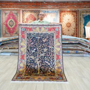 Brown, rust and multicolor Hand-Knotted Real Silk Rug 4 × 6 ft | CZN129A | Turkish Style | YILONG
