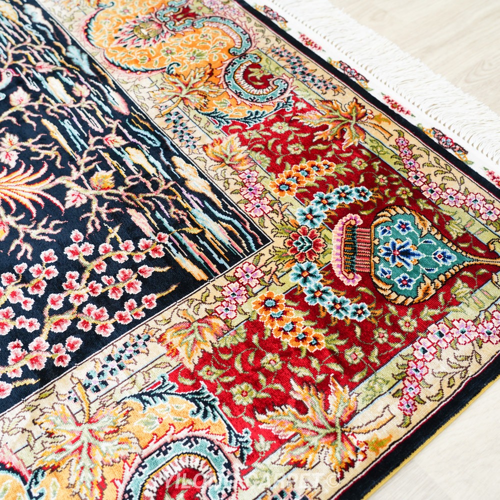 Brown, rust and multicolor Hand-Knotted Real Silk Rug 4 × 6 ft | CZN129A | Turkish Style | YILONG - Image 5