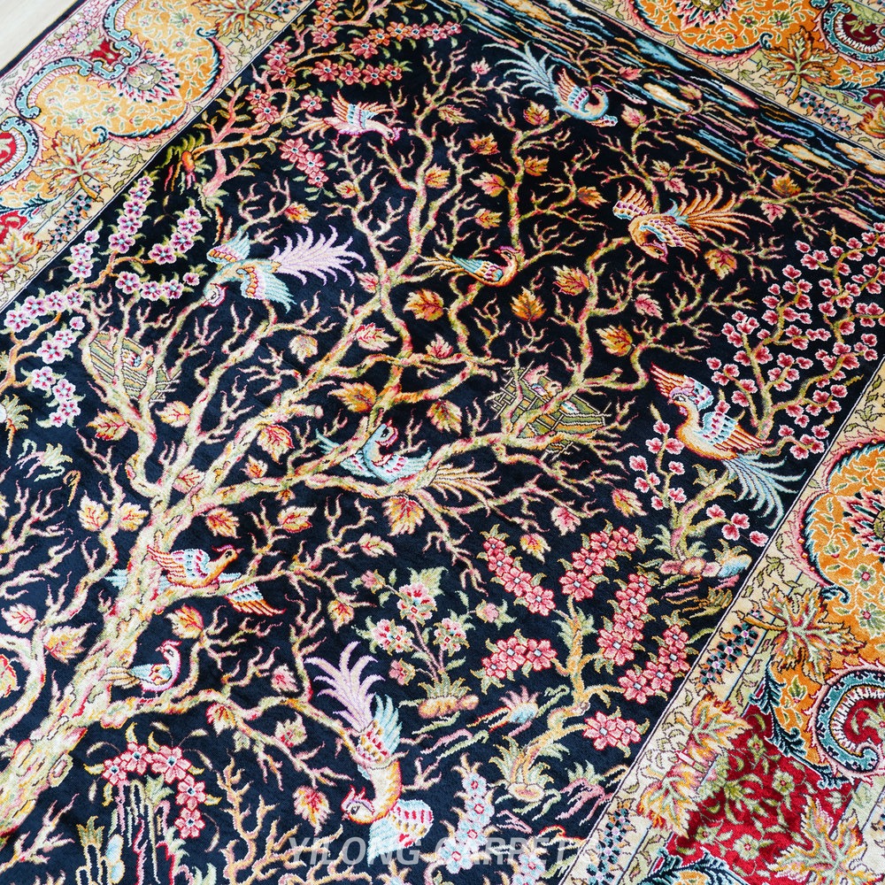 Brown, rust and multicolor Hand-Knotted Real Silk Rug 4 × 6 ft | CZN129A | Turkish Style | YILONG - Image 6