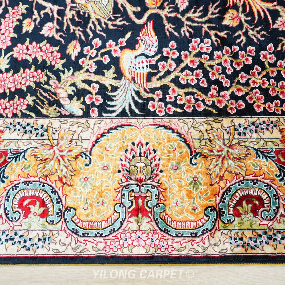 Brown, rust and multicolor Hand-Knotted Real Silk Rug 4 × 6 ft | CZN129A | Turkish Style | YILONG - Image 7