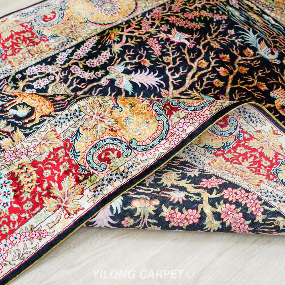 Brown, rust and multicolor Hand-Knotted Real Silk Rug 4 × 6 ft | CZN129A | Turkish Style | YILONG - Image 8