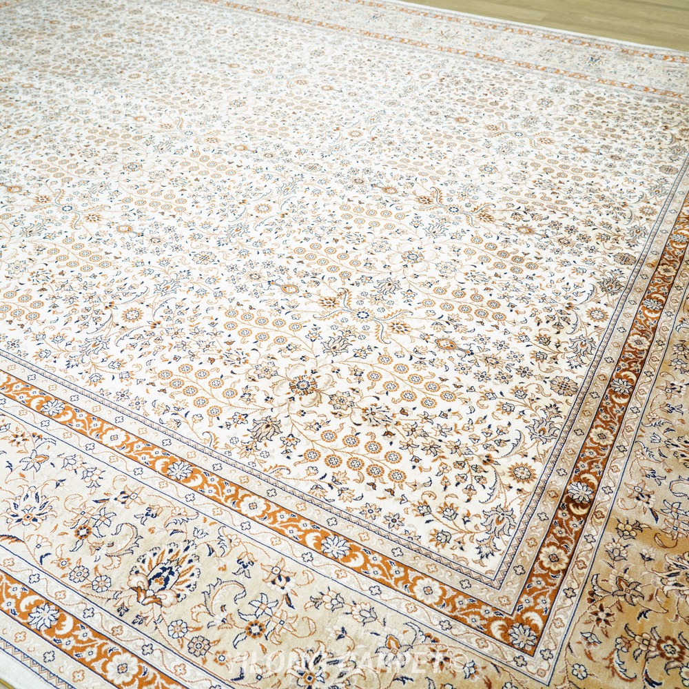 Beige, cream and gold Hand-Knotted Real Silk Rug 8 × 10 ft | CZN131A | Turkish Style | YILONG - Image 5