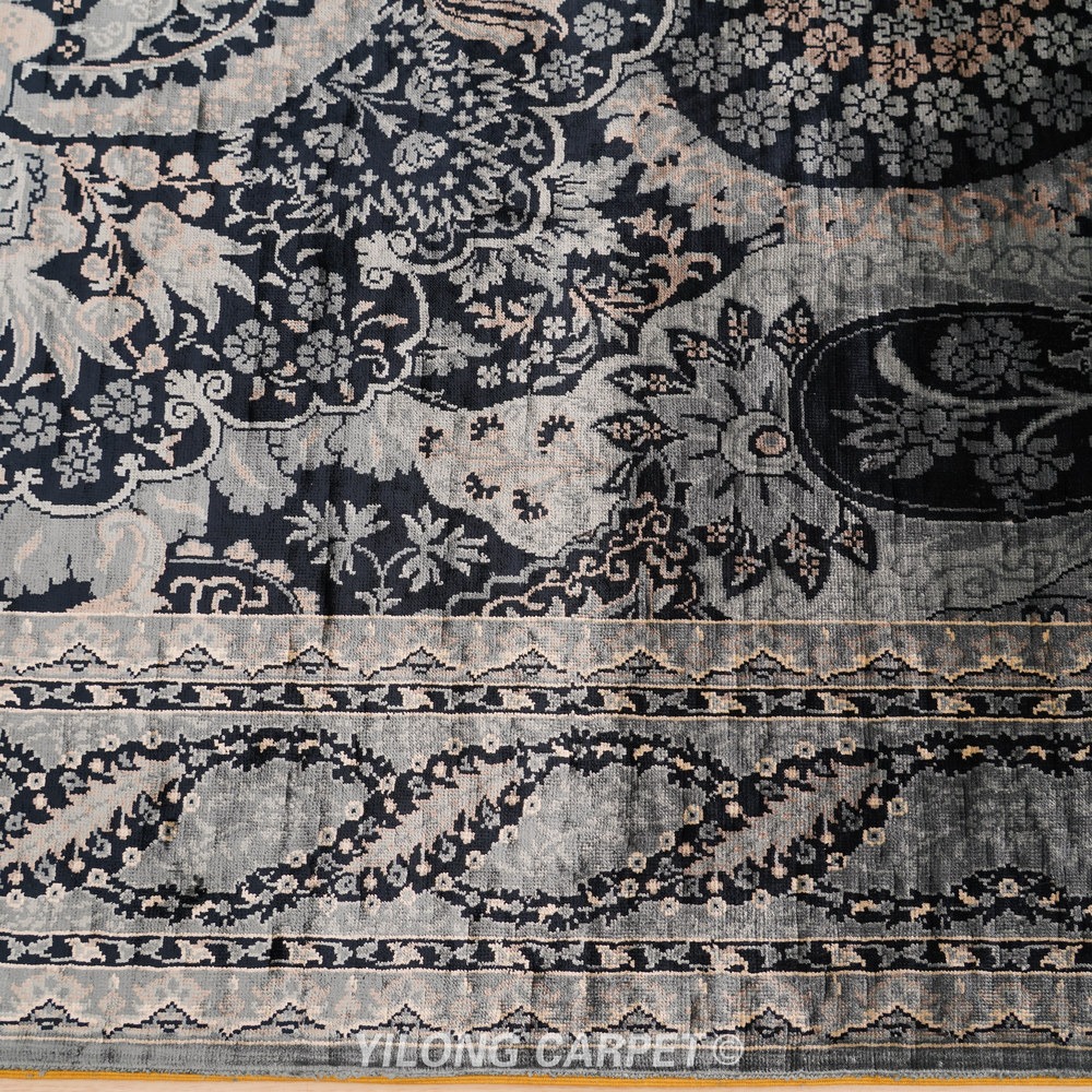 Black and charcoal Hand-Knotted Real Silk Rug 3 × 4.5 ft | CZN134A | Turkish Style | YILONG - Image 7