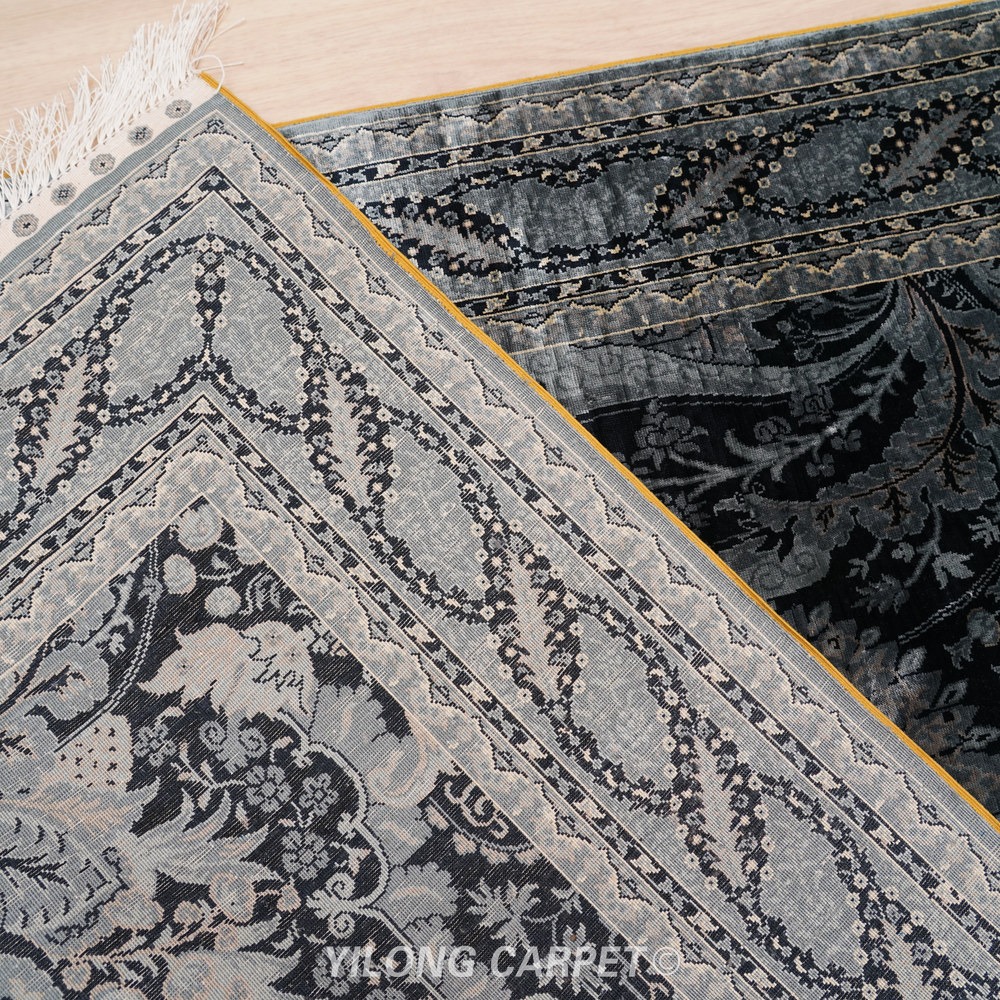 Black and charcoal Hand-Knotted Real Silk Rug 3 × 4.5 ft | CZN134A | Turkish Style | YILONG - Image 8